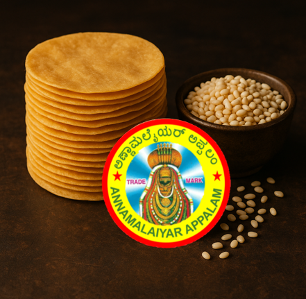 Annamalaiyar Appalam, Urad Dal, and the official brand label